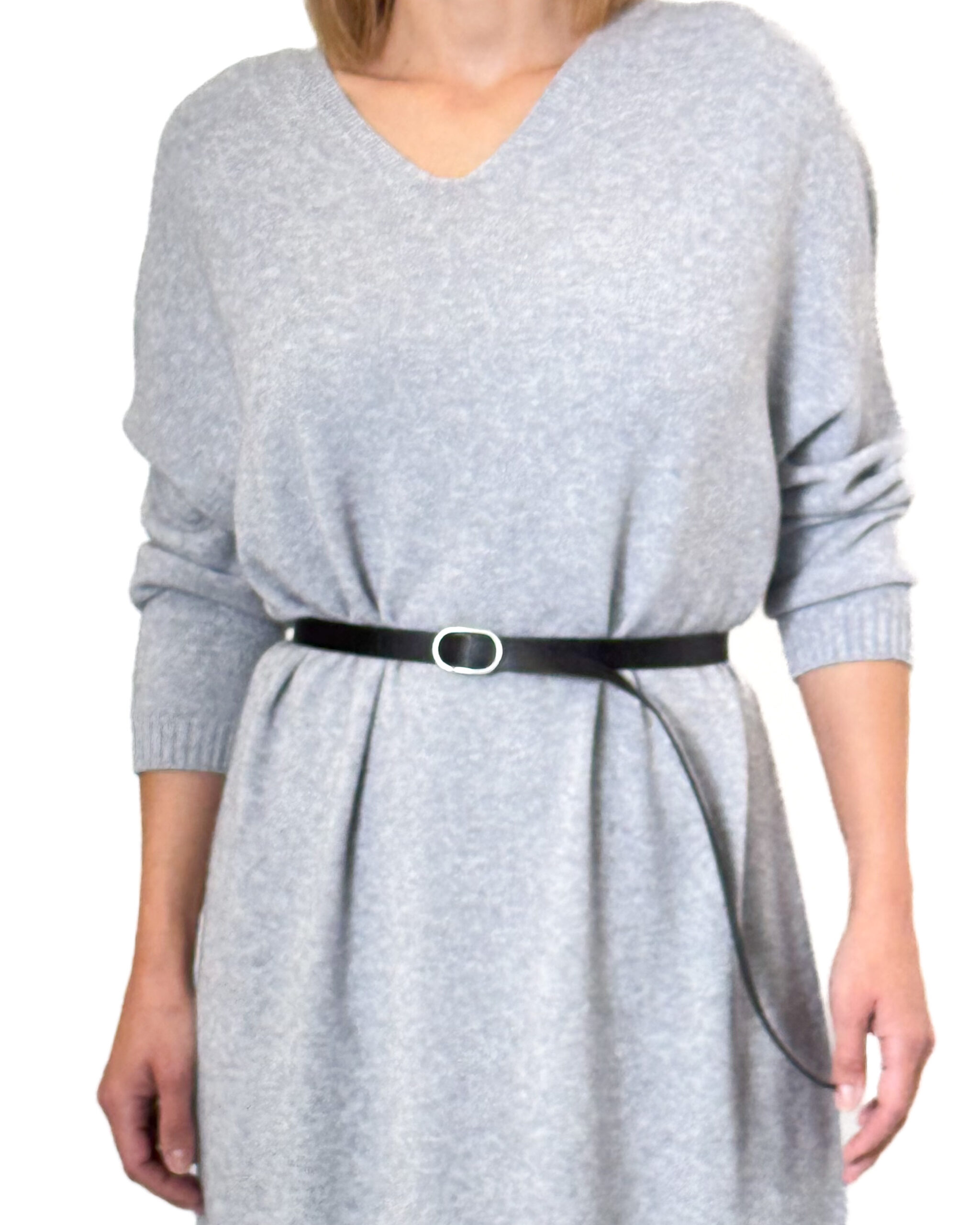 SZARA DŁUGA SUKIENKA Z DZIANINY LAUREN VIDAL JOA - obrazek 2