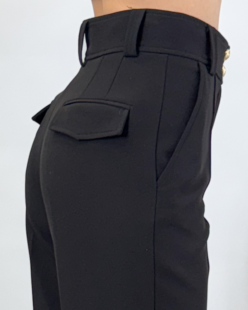 CZARNE SPODNIE Z MATERIAŁU BABYLON S00534 - obrazek 6