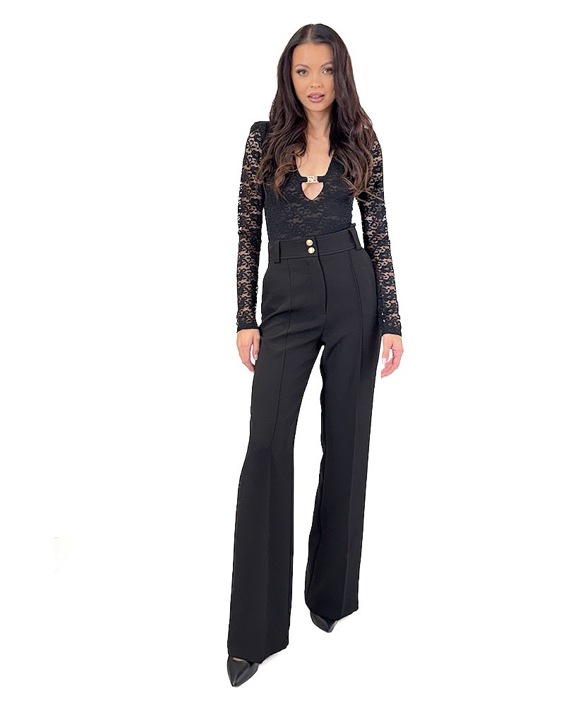 CZARNE SPODNIE Z MATERIAŁU BABYLON S00534 - obrazek 2