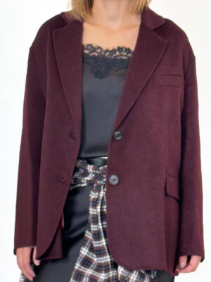 bordowy płaszcz damski