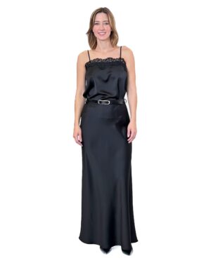 CZARNA DŁUGA SATYNOWA SPÓDNICA IMPERIAL GMF4KBA