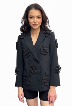 czarna marynarka elegancka kwiaty włoska marka