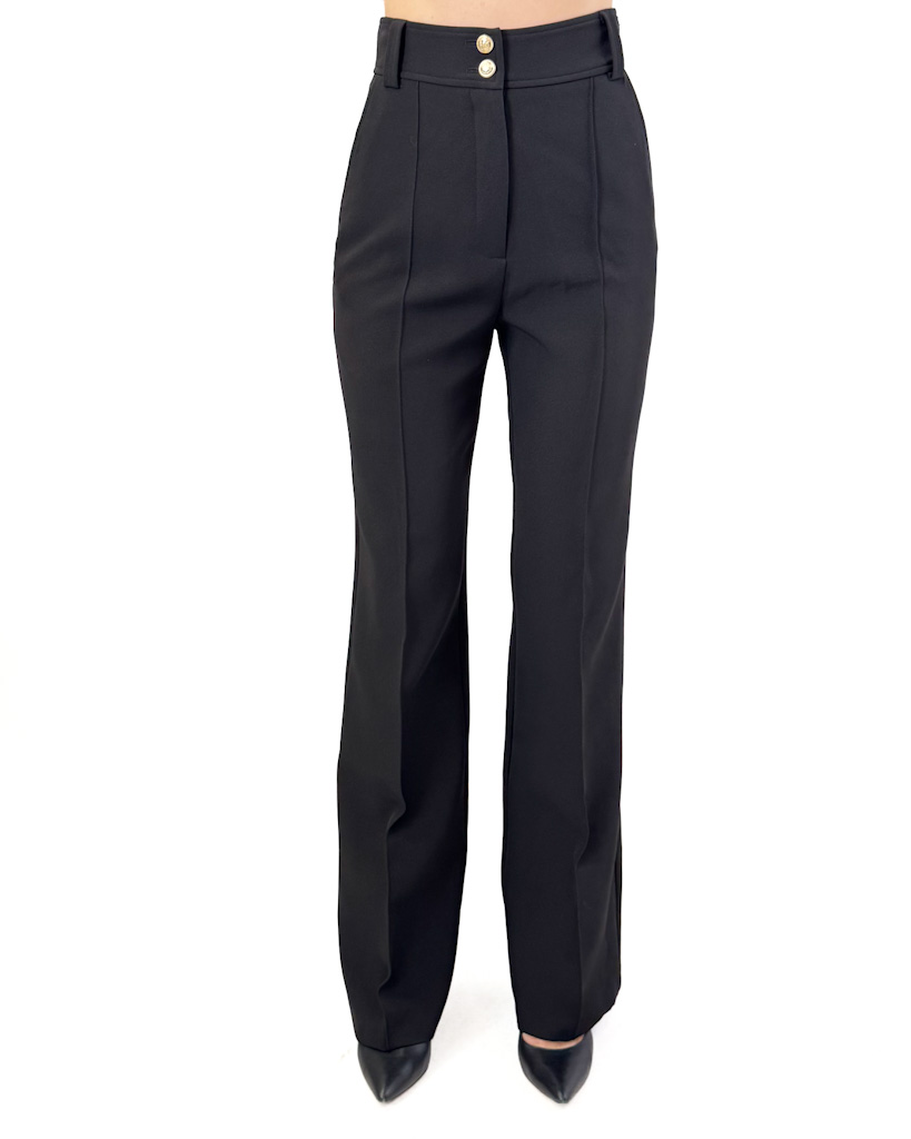 CZARNE SPODNIE Z MATERIAŁU BABYLON S00534