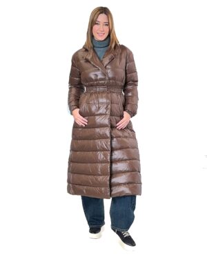 CZEKOLADOWA DŁUGA PIKOWANA KURTKA SKILLS W263ELA