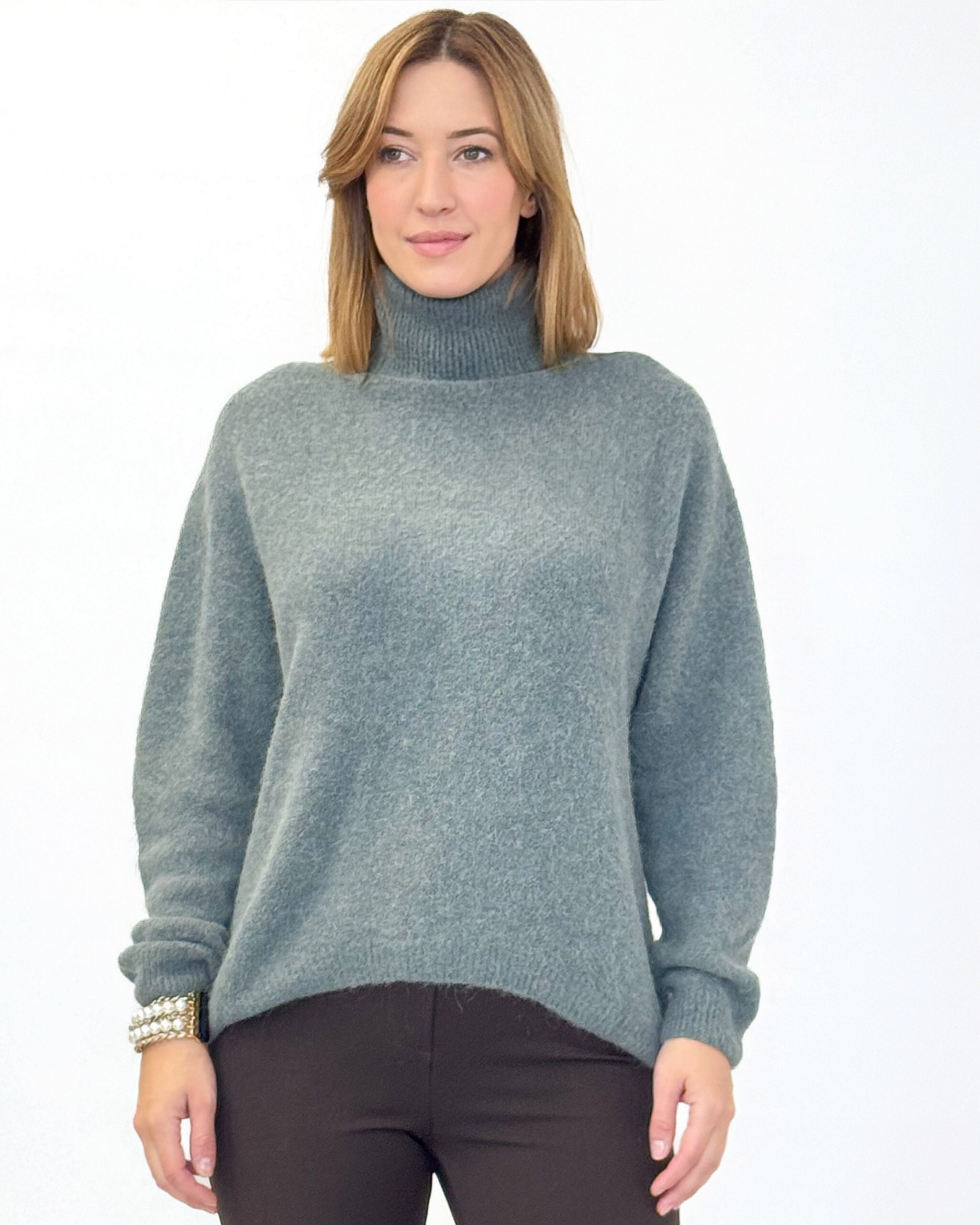 TURKUSOWY GOLF DAMSKI Z ALPAKĄ PIA B VIGA