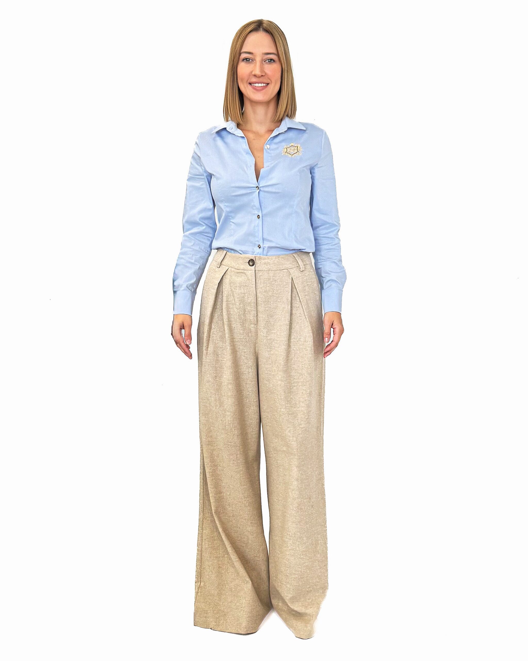 SPODNIE Z MATERIAŁU Z WEŁNĄ MALEJ 421240-19243