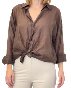 CZEKOLADOWA KOSZULA Z LYOCELLU IMPERIAL C9990030U