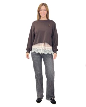 CZEKOLADOWY SWETER Z HALKĄ SOUVENIRE S38M0783