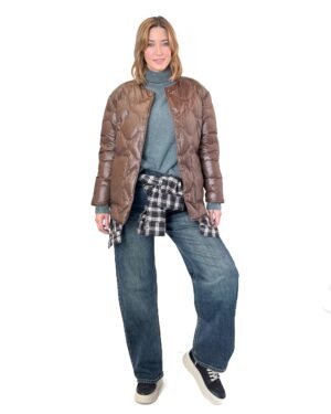 CZEKOLADOWA PIKOWANA KURTKA SKILLS W263BROOKE