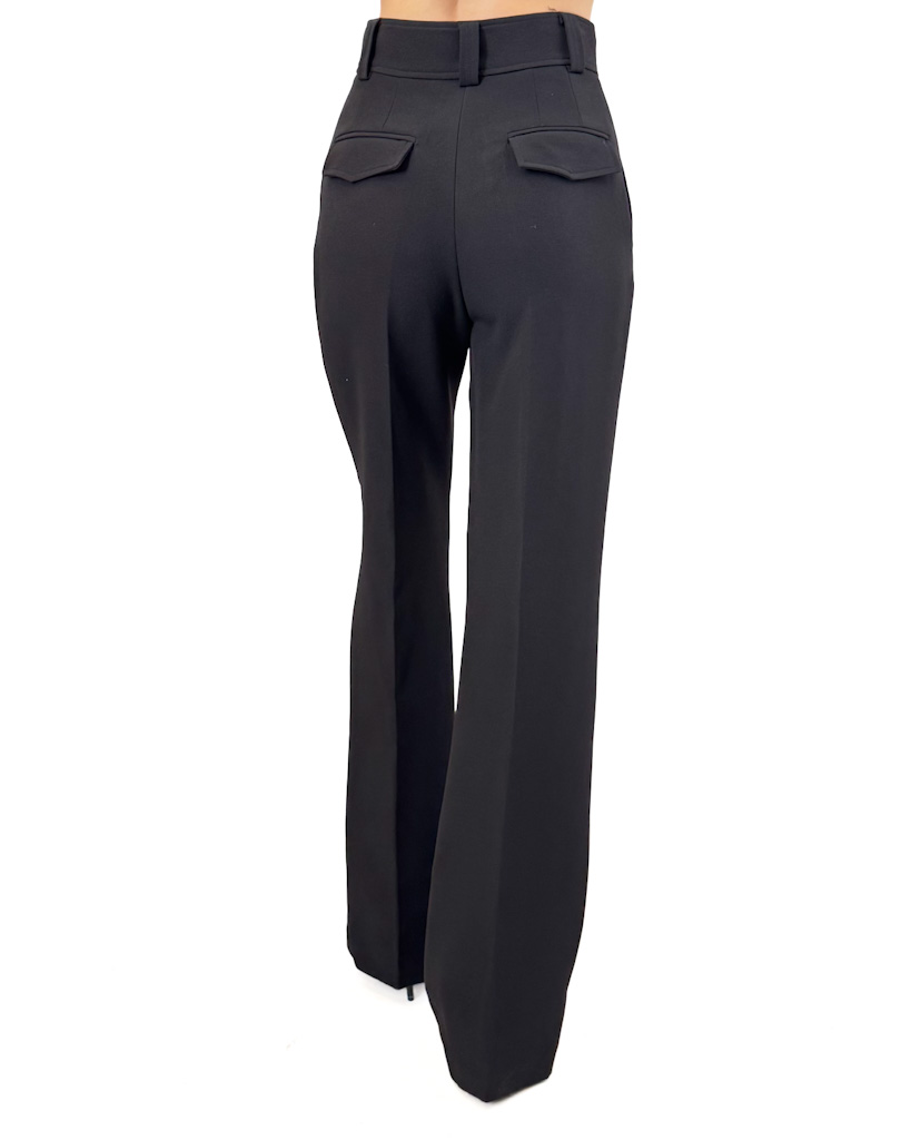 CZARNE SPODNIE Z MATERIAŁU BABYLON S00534 - obrazek 3