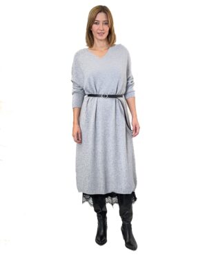 SZARA DŁUGA SUKIENKA Z DZIANINY LAUREN VIDAL JOA