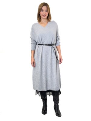 SZARA DŁUGA SUKIENKA Z DZIANINY LAUREN VIDAL JOA