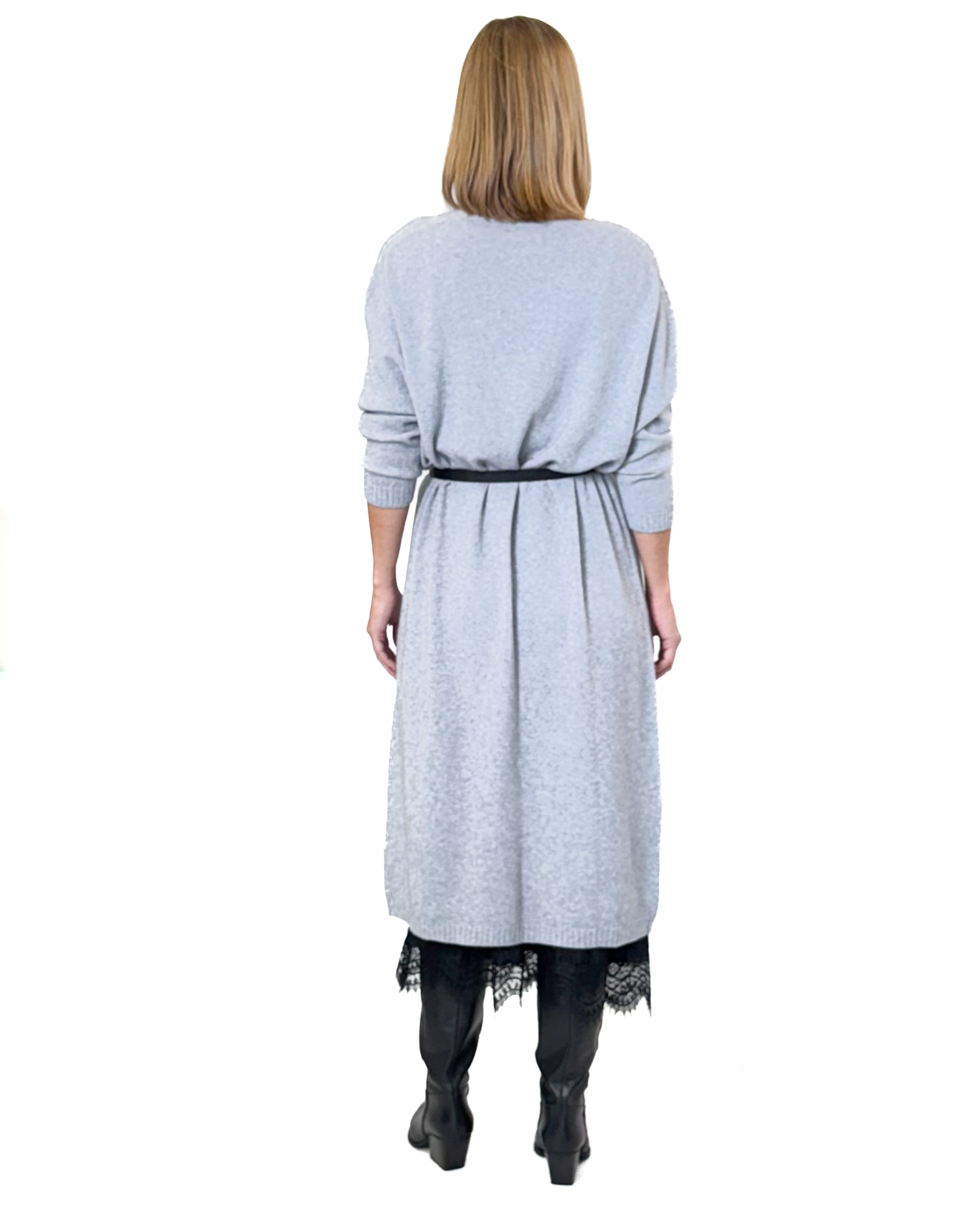 SZARA DŁUGA SUKIENKA Z DZIANINY LAUREN VIDAL JOA - obrazek 4