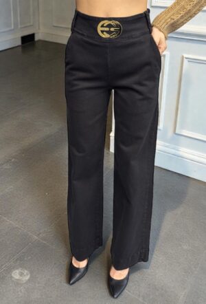 szerokie czarne spodnie jeansowe damskie