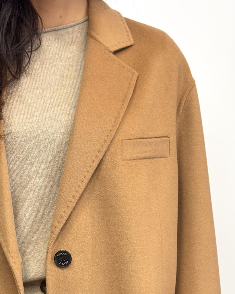 CAMELOWY PŁASZCZ O LUŹNYM KROJU VICOLO TF0005 - obrazek 2