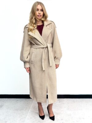 PIASKOWY DŁUGI PŁASZCZ DAMSKI SILENCE SD5070