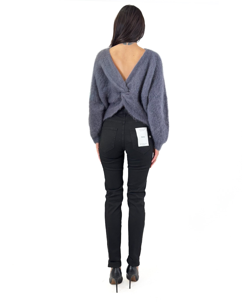 CZARNE DOPASOWANE JEANSY VICOLO DF5129 - obrazek 3