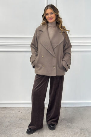 KRÓTKI PŁASZCZ DAMSKI TAUPE PIA B CUMATI