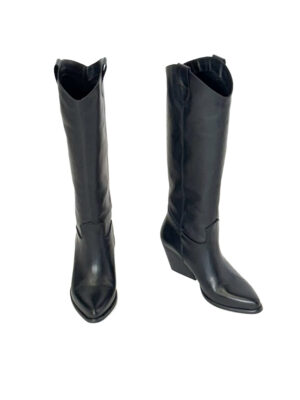 CZARNE SKÓRZANE KOWBOJKI ITALY 605