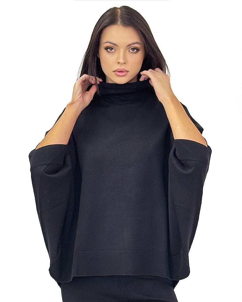 CZARNY ZESTAW SPODNIE SWETER DZIANINA PIA B QUARNI - obrazek 3