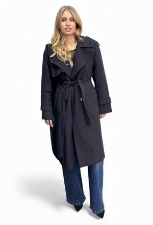CZARNY PŁASZCZ DAMSKI TRENCZ SILENCE SLCP002