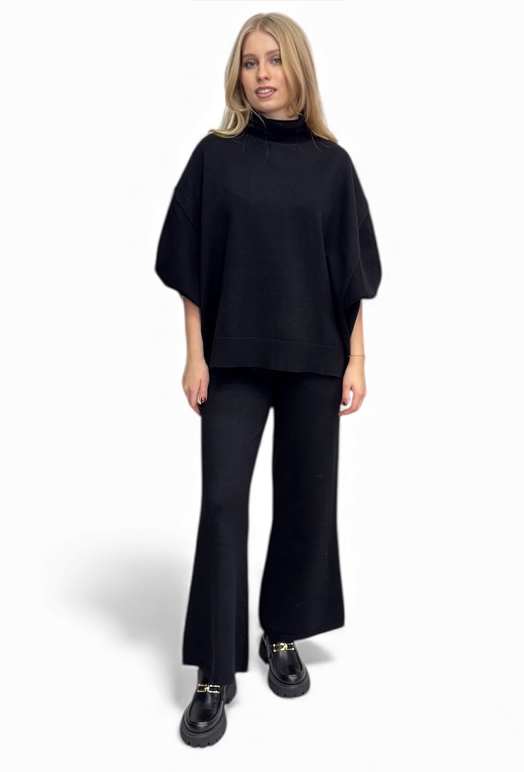 CZARNY ZESTAW SPODNIE SWETER DZIANINA PIA B QUARNI