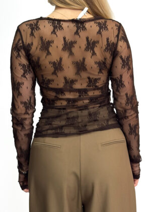 czekoladowa bluzka z koronki