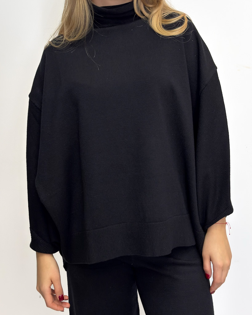 CZARNY ZESTAW SPODNIE SWETER DZIANINA PIA B QUARNI - obrazek 5