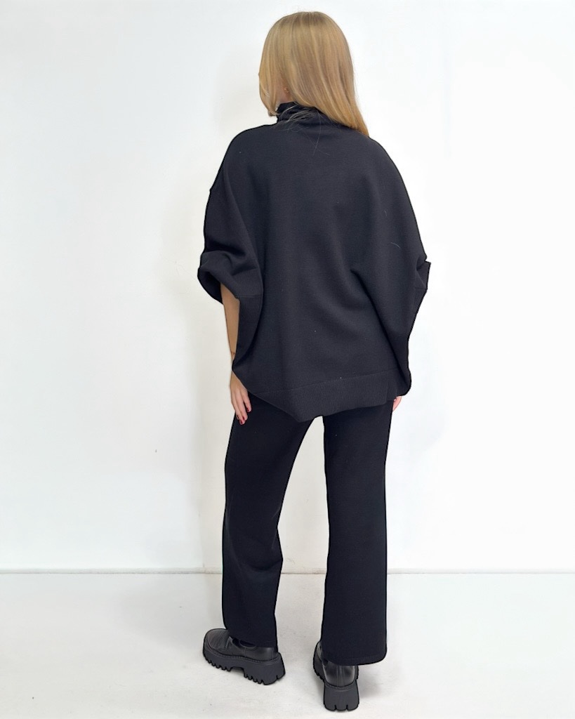 CZARNY ZESTAW SPODNIE SWETER DZIANINA PIA B QUARNI - obrazek 4