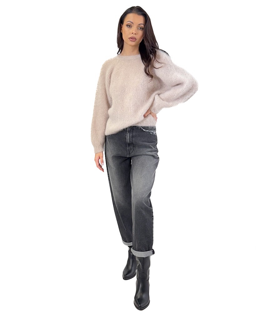 MOHEROWY BEŻOWY SWETER SOUVENIR C38L1140