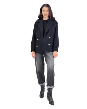 KRÓTKI CZARNY PŁASZCZ DAMSKI LA PETITE BALNEAIRE