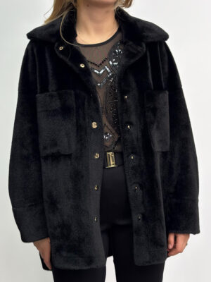 kożuszek zimowy czarny damski