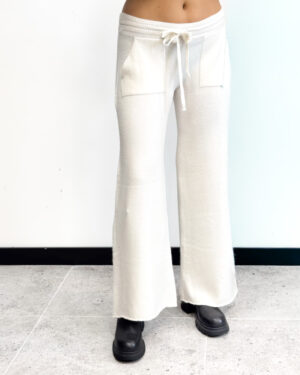 KREMOWE SPODNIE Z DZIANINY LAUREN VIDAL RAQUEL