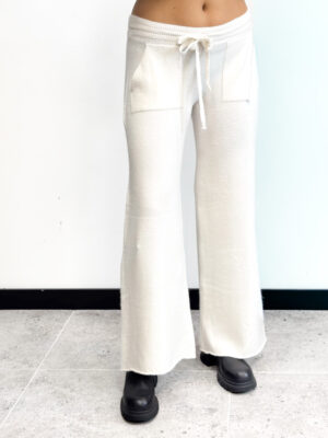 KREMOWE SPODNIE Z DZIANINY LAUREN VIDAL RAQUEL