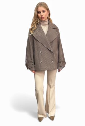 KRÓTKI PŁASZCZ DAMSKI TAUPE PIA B CUMATI