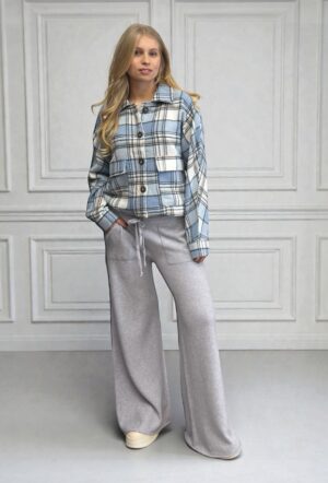 SZARE SPODNIE Z DZIANINY LAUREN VIDAL RAQUEL