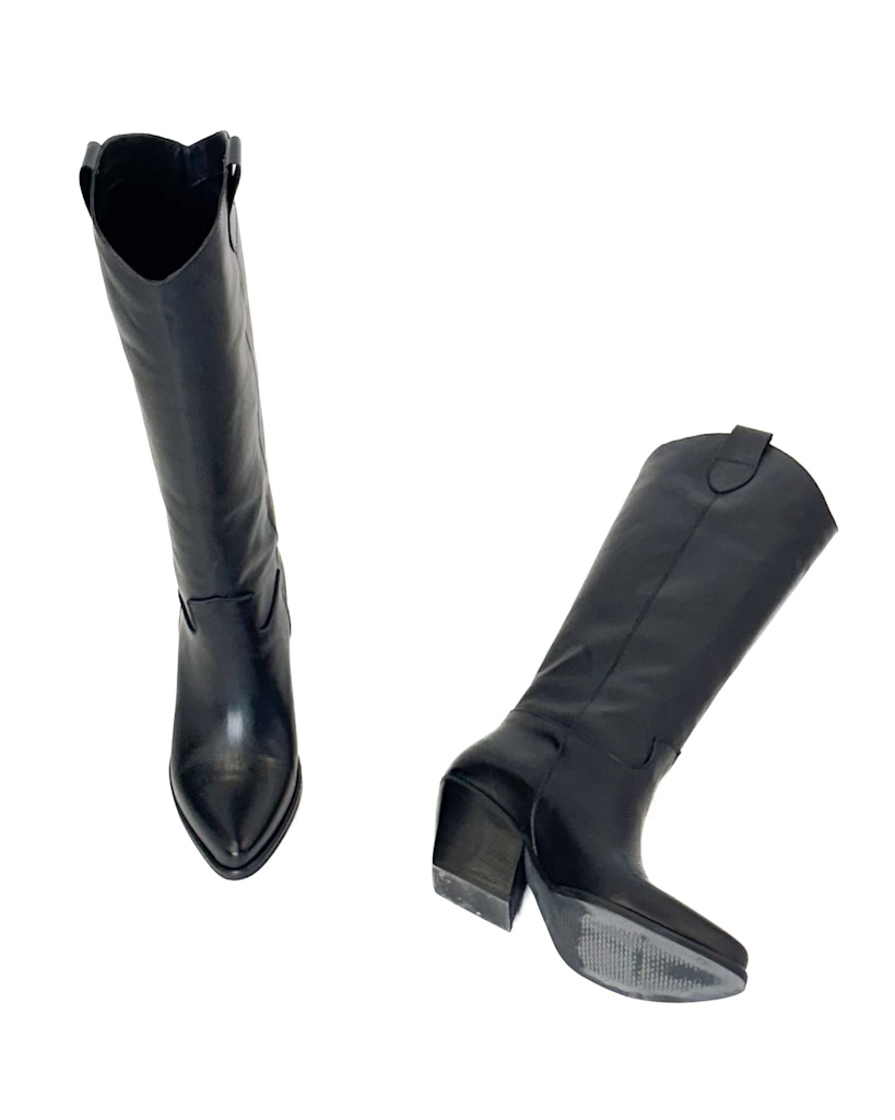 CZARNE SKÓRZANE KOWBOJKI ITALY 605 - obrazek 5