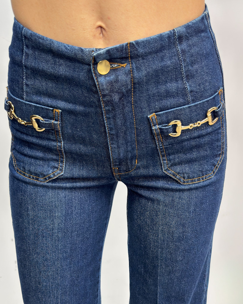 Spodnie niebieskie jeansy gładkie ITALY CJ8050 - obrazek 4