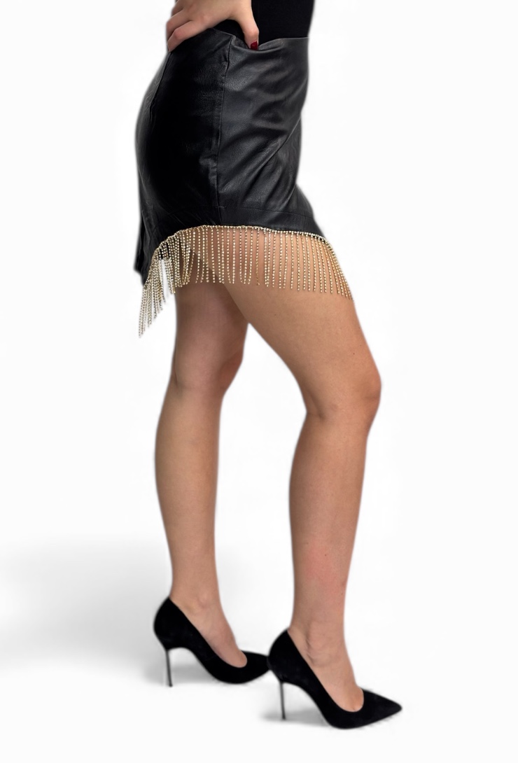 Krótka czarna spódnica z ekoskóry Giulia N GI2286 - obrazek 3