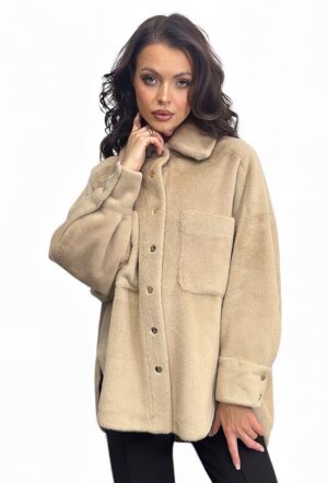 Beżowa kurtka damska futerko Silence GP251