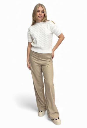 beżowe klasyczne spodnie damskie domieszka wełny