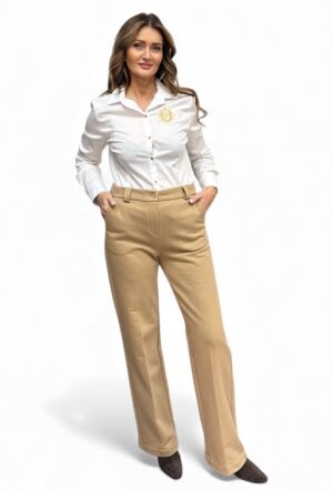 Camelowe spodnie z materiału Maryley 25IB503