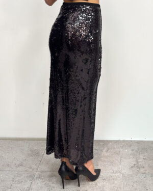 Długa czarna spódnica z cekinów Imperial GLV8INL