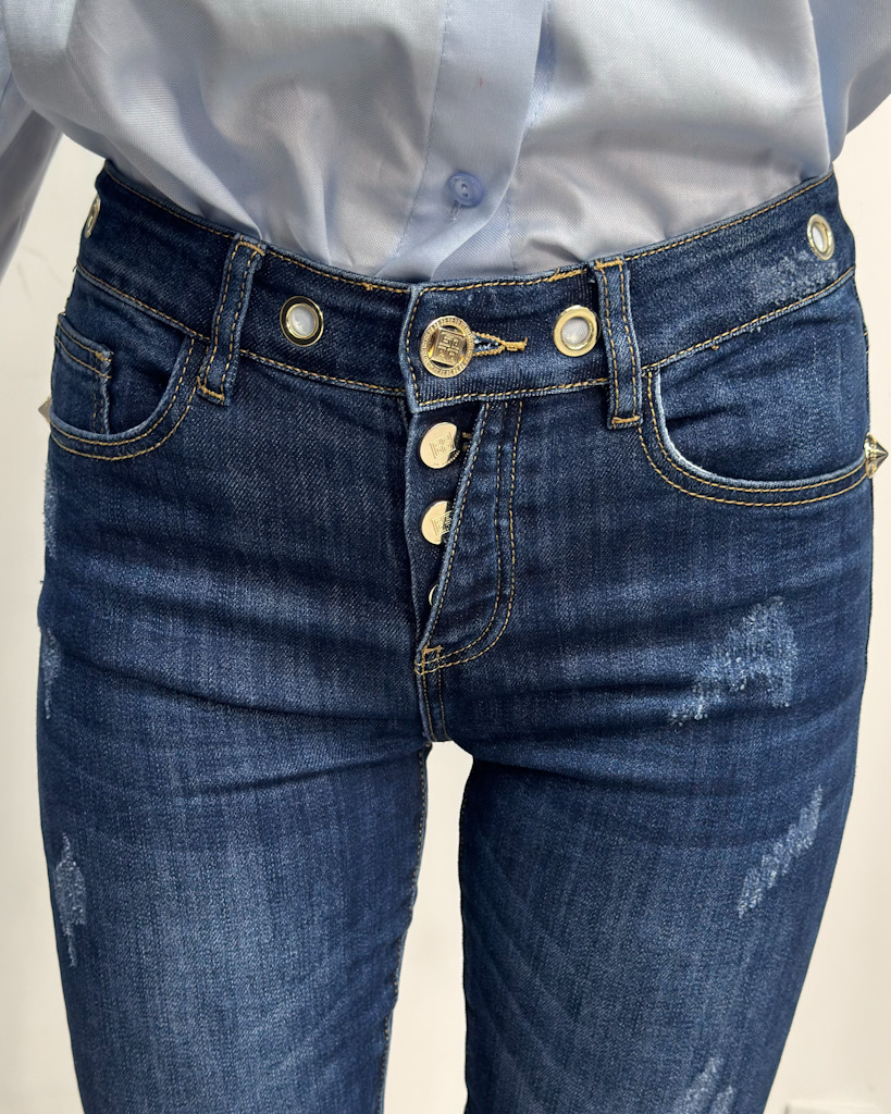 Dopasowane granatowe spodnie jeansy Gil Santucci 32APT148JL - obrazek 5