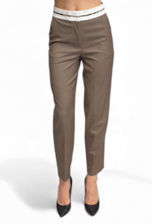 Spodnie z materiału cygaretki Taupe Pia B Poki