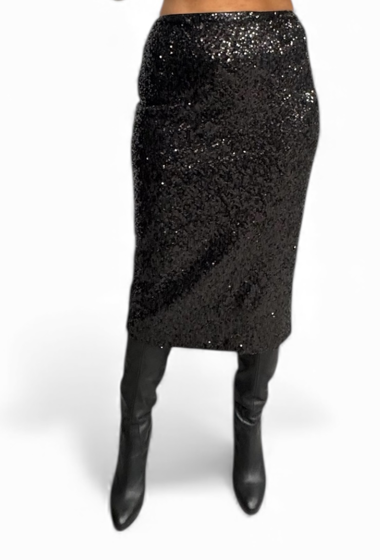 Czarna cekinowa spódnica midi Imperial GHI2GZQ - obrazek 2