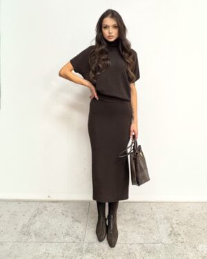 Komplet czekoladowy sweter i spódnica Imperial M3025869