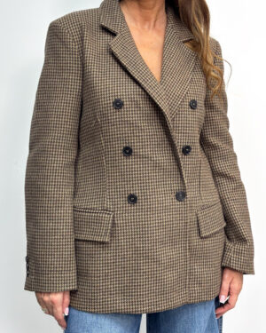 damska marynarka w pepitkę beż