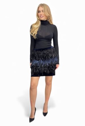 Krótka aksamitna spódnica z piórami Silvian Heach Torreon