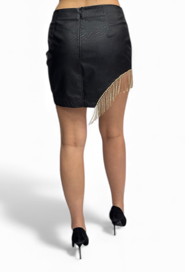 Krótka czarna spódnica z ekoskóry Giulia N GI2286 - obrazek 4